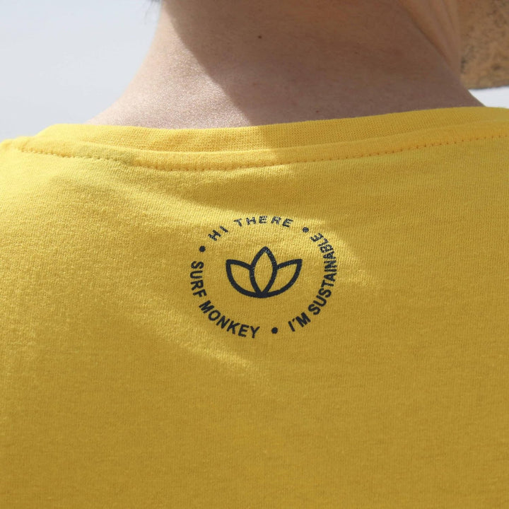 SURF Monkey Herren T-Shirt Kurzarm aus Bio-Baumwolle, Zitronengelb S