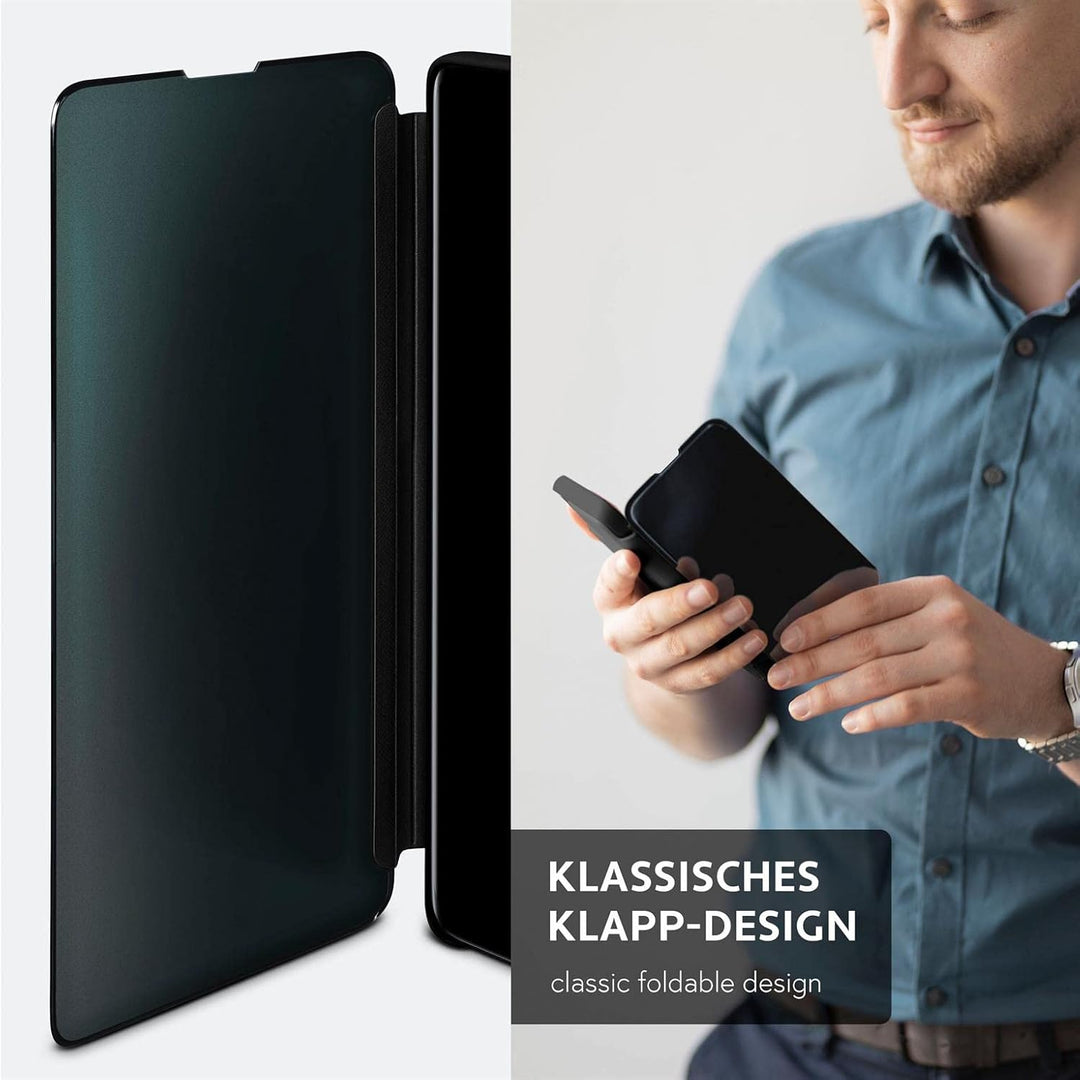 moex Void Case für Samsung Galaxy S10 Hülle in Hochglanz Optik, Clear View Cover Spiegelhülle, Flip