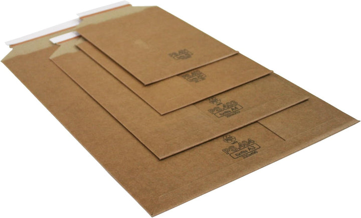 100 Versandtaschen aus hochwertigem Mikrowellenkarton, DIN A5+, flach 280 x 200 mm, Masse: 260 x 150