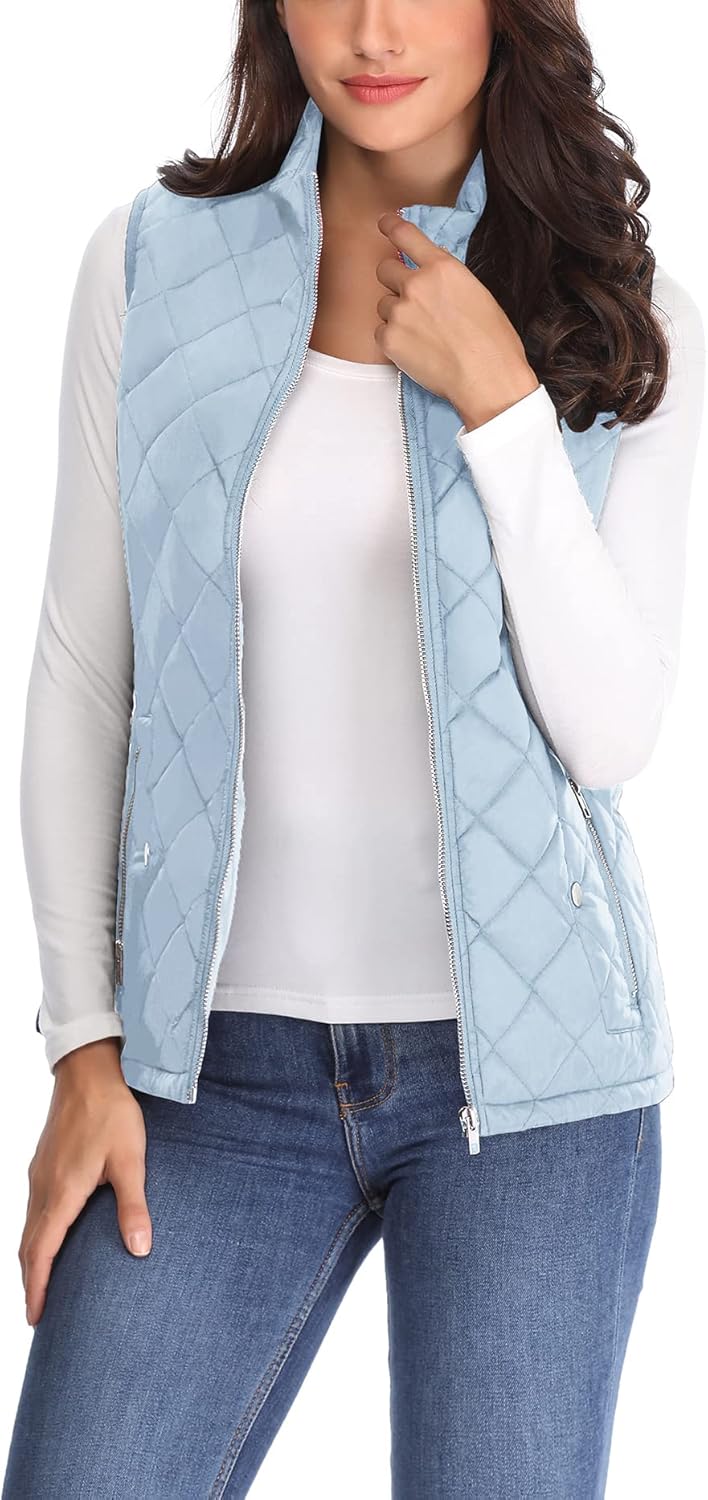 MISS MOLY Damen Weste mit Stehkragen Weste Jacke Winter Warm Ultraleicht Hellblau 38, Hellblau 38