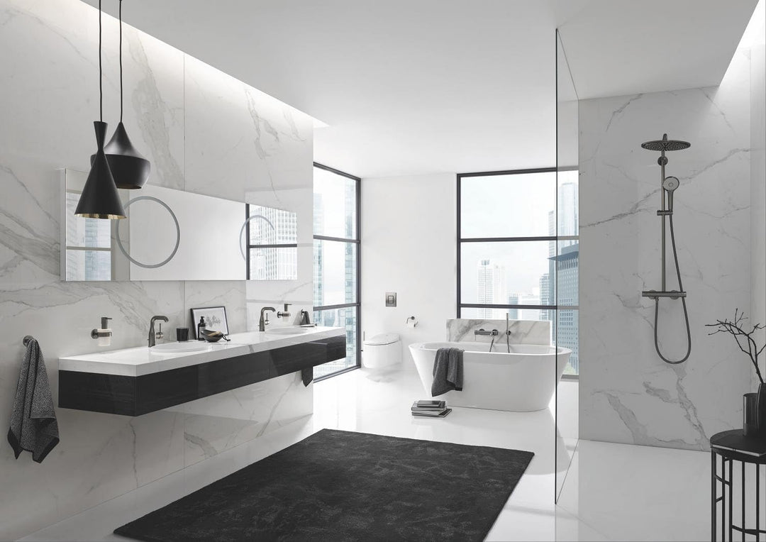 GROHE Essence | Badarmatur - Einhand-Waschtischbatterie, DN 15 M-Size | hard graphite gebürstet | 23