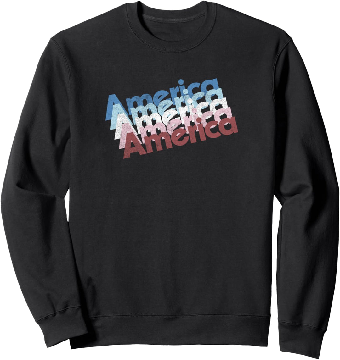 Americana Four America Red White and Blue Text Sweatshirt