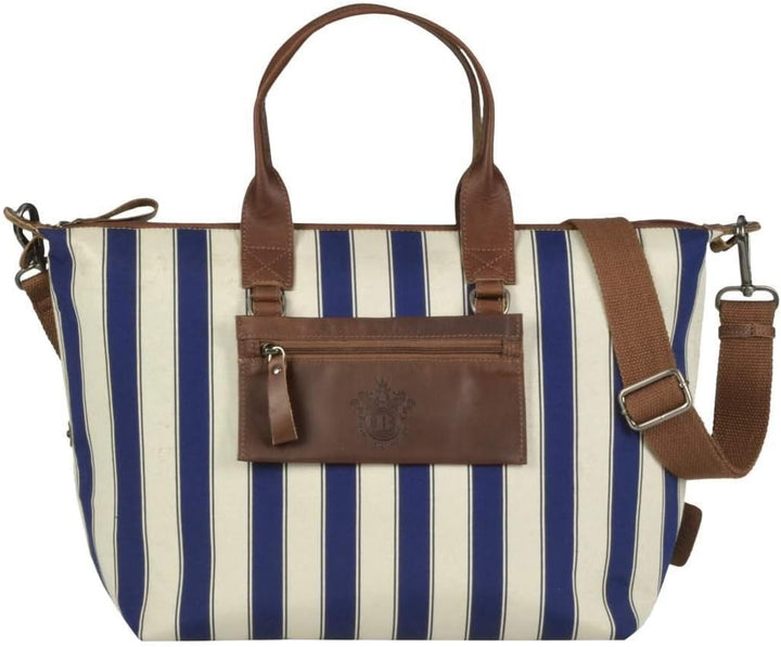 Berba Shopper Damen 2in1 Handtasche Umhängetasche Navy Striped