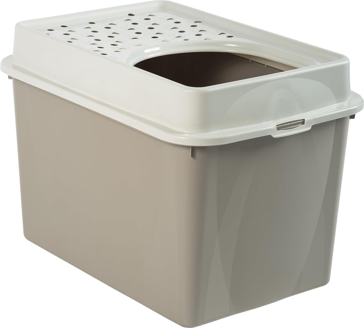 Rotho MyPet Eco Berty Katzentoilette mit Top-Eingang, Kunststoff (PP recycelt), beige/weiss, (57.2 x