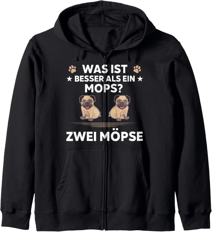 Was ist besser als ein Mops zwei Möpse Kapuzenjacke
