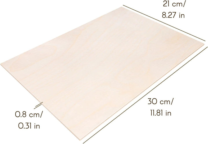 Creative Deco 10 x A4 Sperrholzplatte 8mm Pappelsperrholz | 300 x 210 (+/- 0,5) mm | Dünne Holz-Zusc