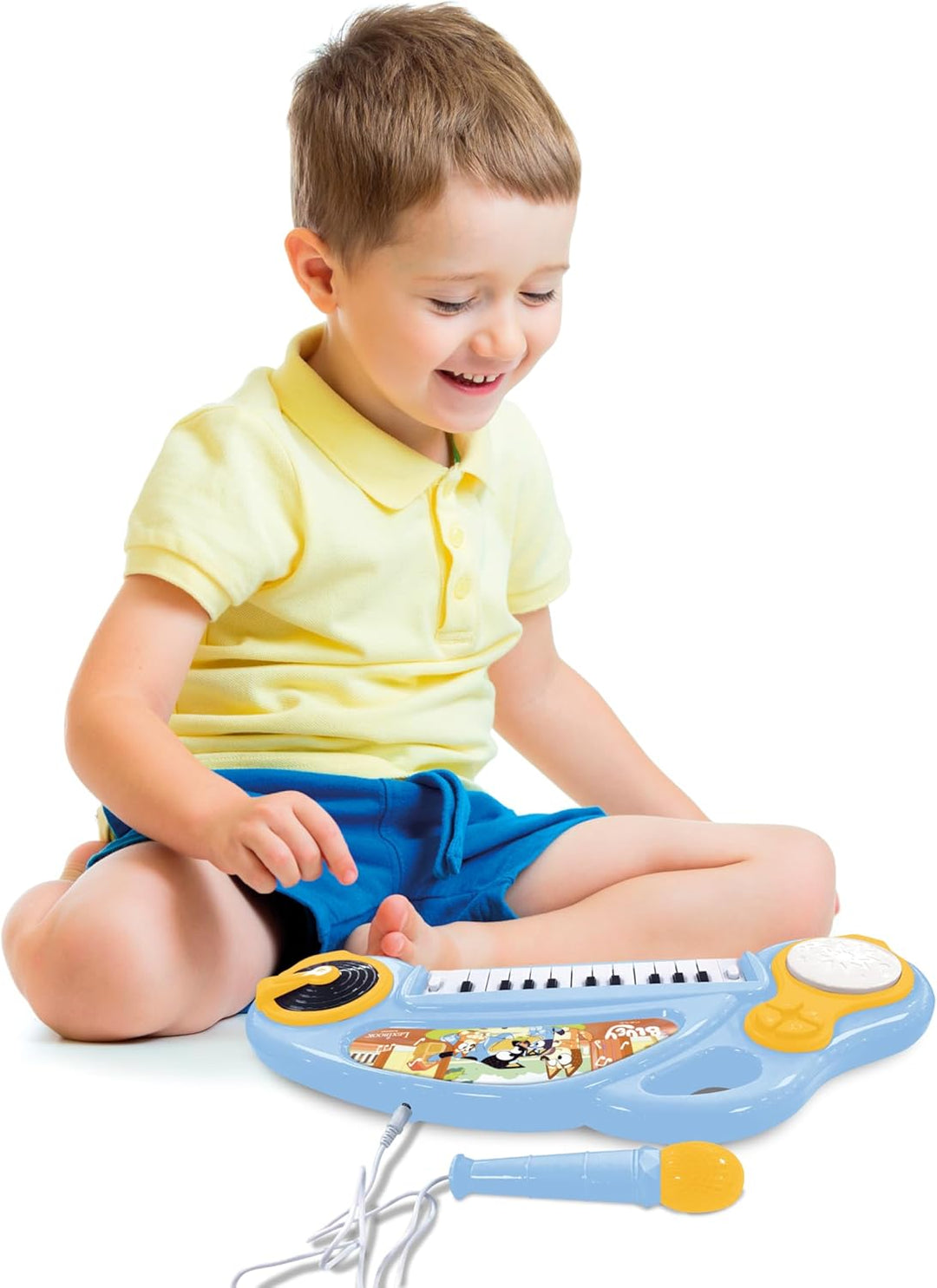 Lexibook, Bluey, elektronisches Kinderklavier mit Lichteffekten, Blau Gelb, K704BY, Bluey