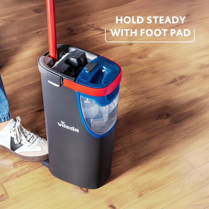 Vileda H2PrO Bodenwischer, Mikrofaser, Frisch- und Schmutzwassertrennung | Zweitanksystem | 132 cm S