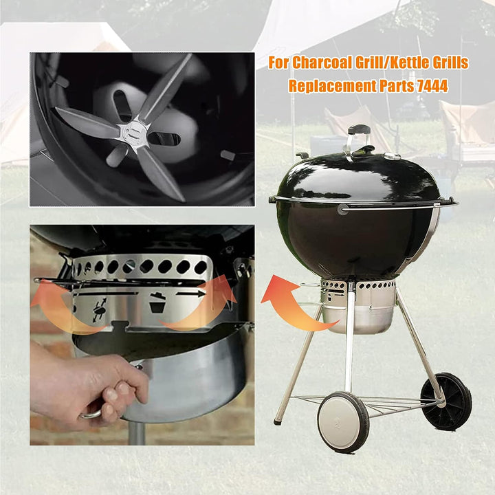 YWNYT 2 Set 22-1/2 Zoll One-Touch Reinigungssystem Kit, kompatibel mit Weber Grillteilen, 7444 Weber
