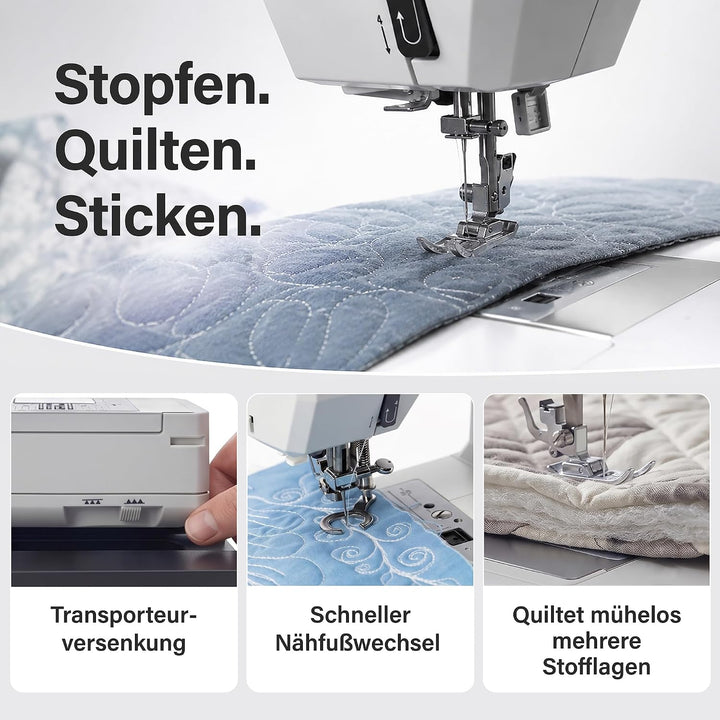 Rold G70 Nähmaschine mit 34 Nähprogramme, Automatisches Knopfloch, 100-Watt-Servomotor, Nadeleinfädl