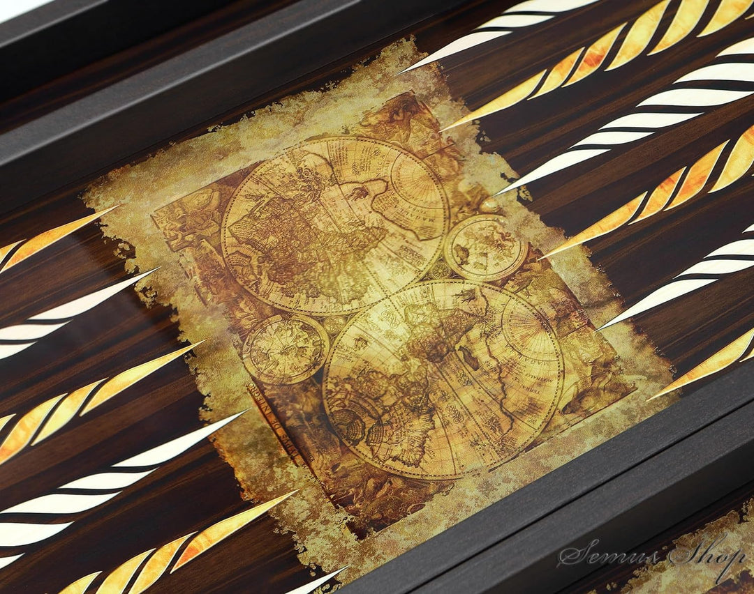 Trendy Backgammon Antique Map/Antik Welt Backgammon Tavla XXL