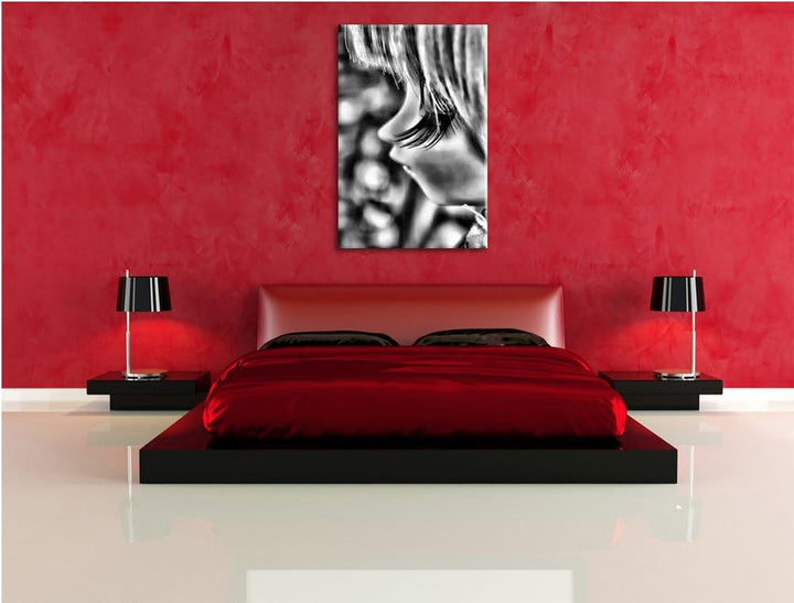 Pixxprint Monocrome, Pullip-Püppchen mit sehr Langen Wimpern, Format: 100x70 auf Leinwand, 100x70