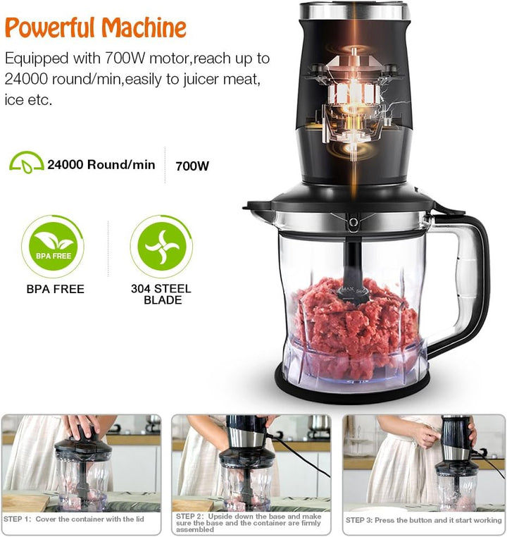 Mixer Smoothie Maker, 700 Watt Standmixer Smoothie Mixer, Multifunktion Smoothiemaker/ Fleisch Zerkl