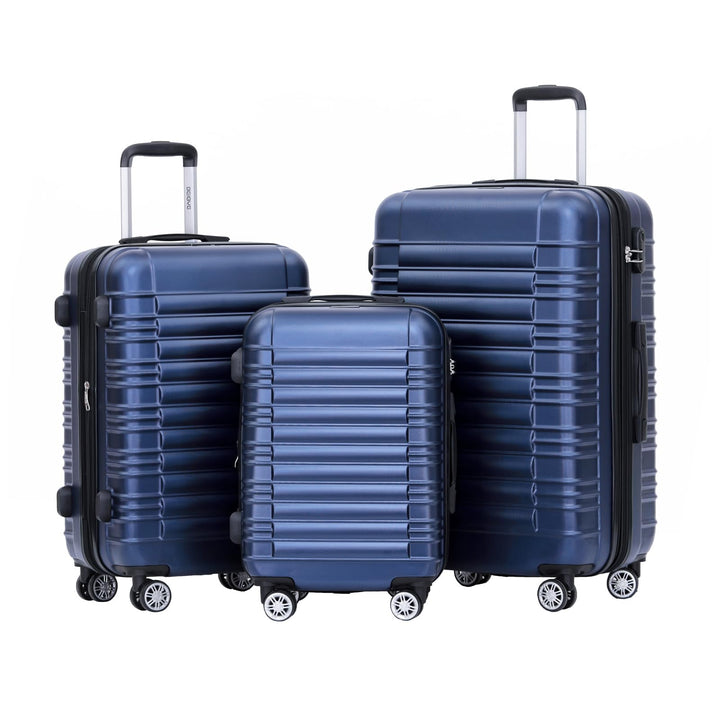 BEIBYE Zwillingsrollen Reisekoffer Koffer Trolleys Hartschale M-L-XL-Set (Dunkelblau, Set) Dunkelbla