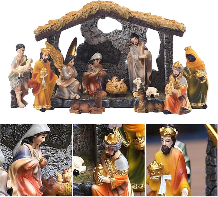 Weihnachtskrippe Set | Weihnachtskrippe Set Krippe Set Krippe | Harz Figuren Home Wohnzimmer Kunst D
