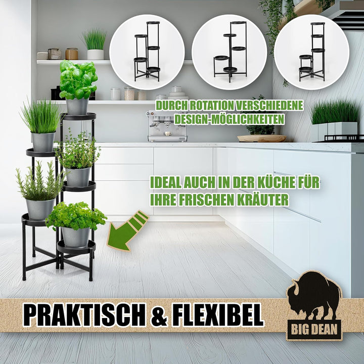 BigDean 5 Etagen Blumentreppe Blumenständer klappbarer Pflanzenständer Pflanzenregal Blumenregal Pfl
