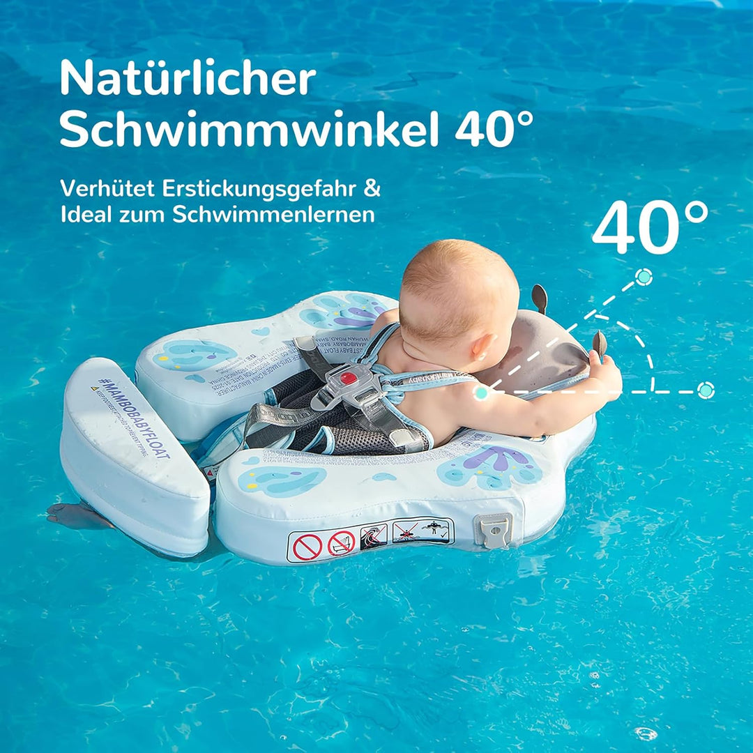 HECCEI Baby Schwimmring Mambobaby Nicht Aufblasbarer Schwimmreifen mit Sonnendach Schwanz, Weiches W