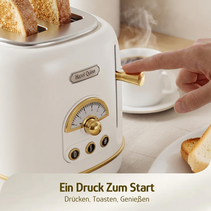 Hazel Quinn 2-Scheiben Retro-Toaster, 6 Bräunungsstufen, 3 Funktionen: Auftauen/Erwärmen/Abbrechen,