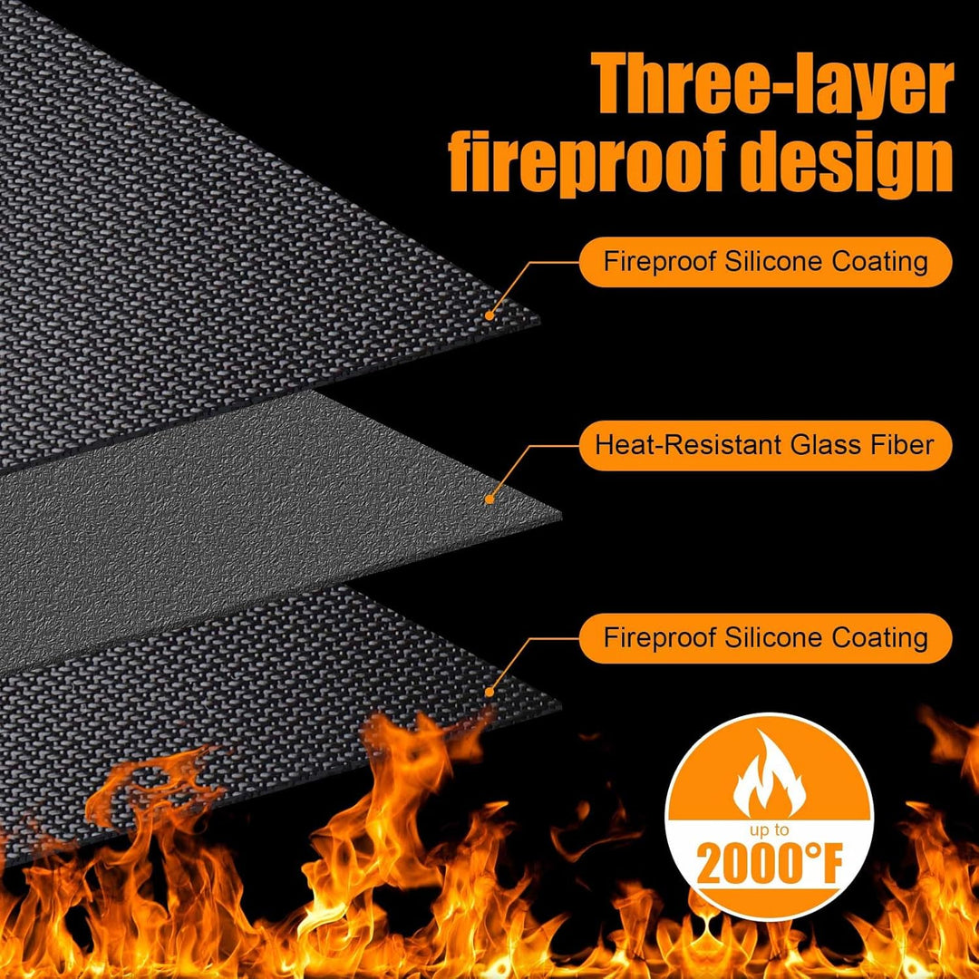THMINS 254 x 130 cm extra grosse Grillmatte für den Aussengrill – feuerfester Schutz für Terrassen u