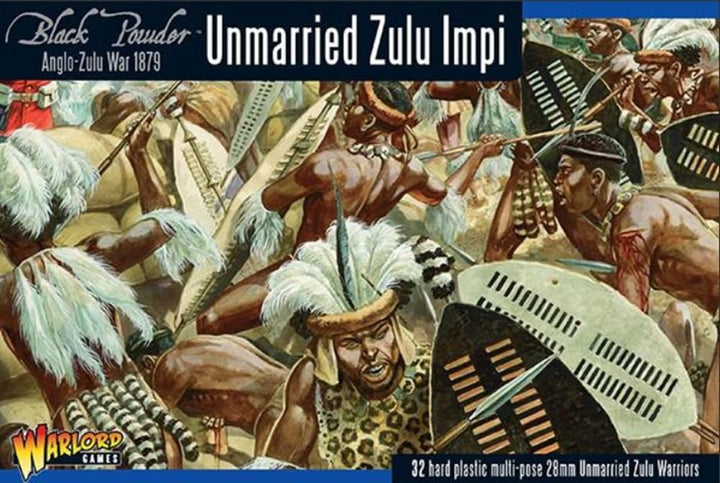 Warlord Games Unmarried Zulu Impi – 28 mm grosse Kunststoff-Miniaturen für schwarzes Pulver detailli