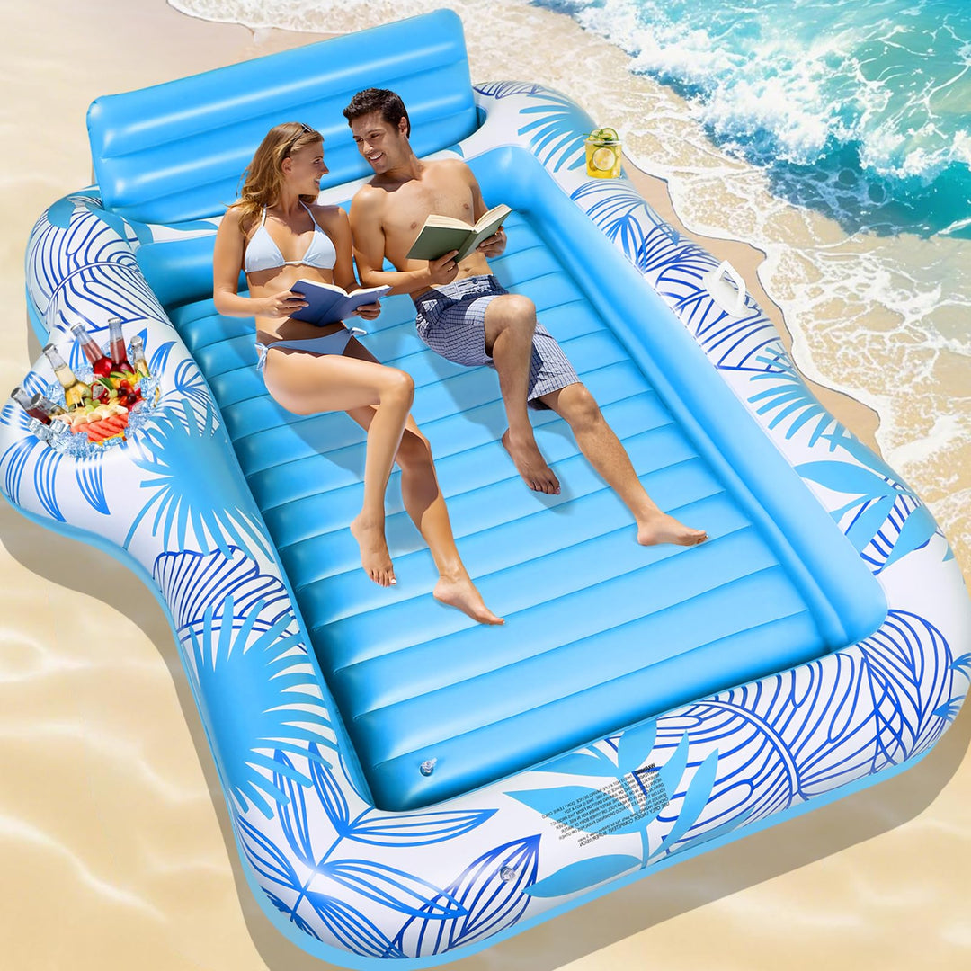 Charmofun Luftmatratze Tanning Pool Gross, 210 * 155 cm Doppelte Deluxe Aufblasbarer Sonnenpool mit