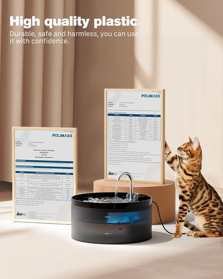 BEMOONY Katzenbrunnen, 3.2L Trinkbrunnen für Katze, 6 Stück Filter + 3 Stück Schaumstofffilter, Katz