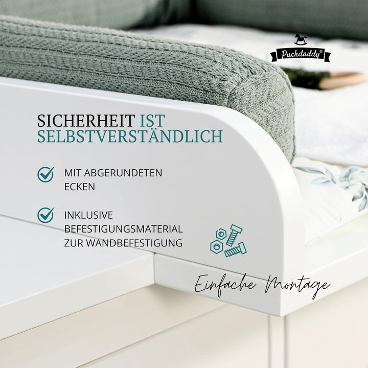 Puckdaddy – Wickelaufsatz Lasse kompatibel mit Hemnes Kommode u.Ä. – 80x80x10 cm aus Holz in Weiss –