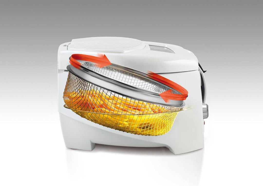 De'Longhi F28211.W1 RotoFry Fritteuse, 1800 W, 1,2 Liter, Edelstahl,