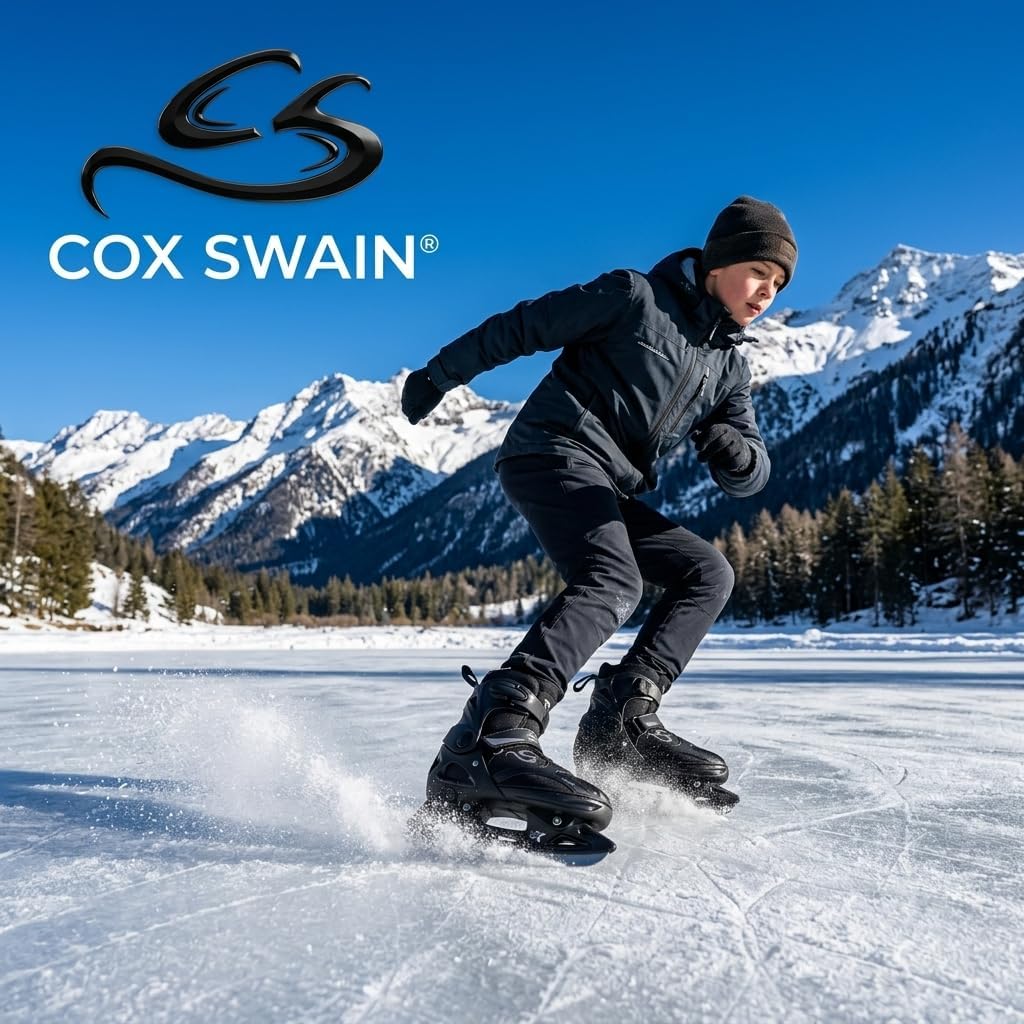 Cox Swain Black Ice 2in1 Inliner & Schlittschuhe - Grössenverstellbare Kombi Skates & Eislaufschuhe