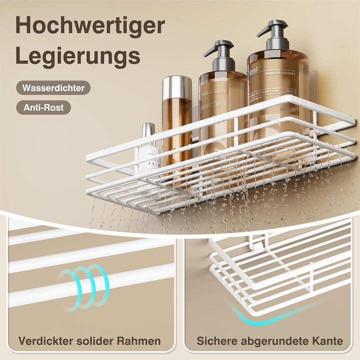 saffruff Duschablage Ohne Bohren 2 Stück Duschregal Weiss Duschkorb Badezimmer Organizer, Regal Badr