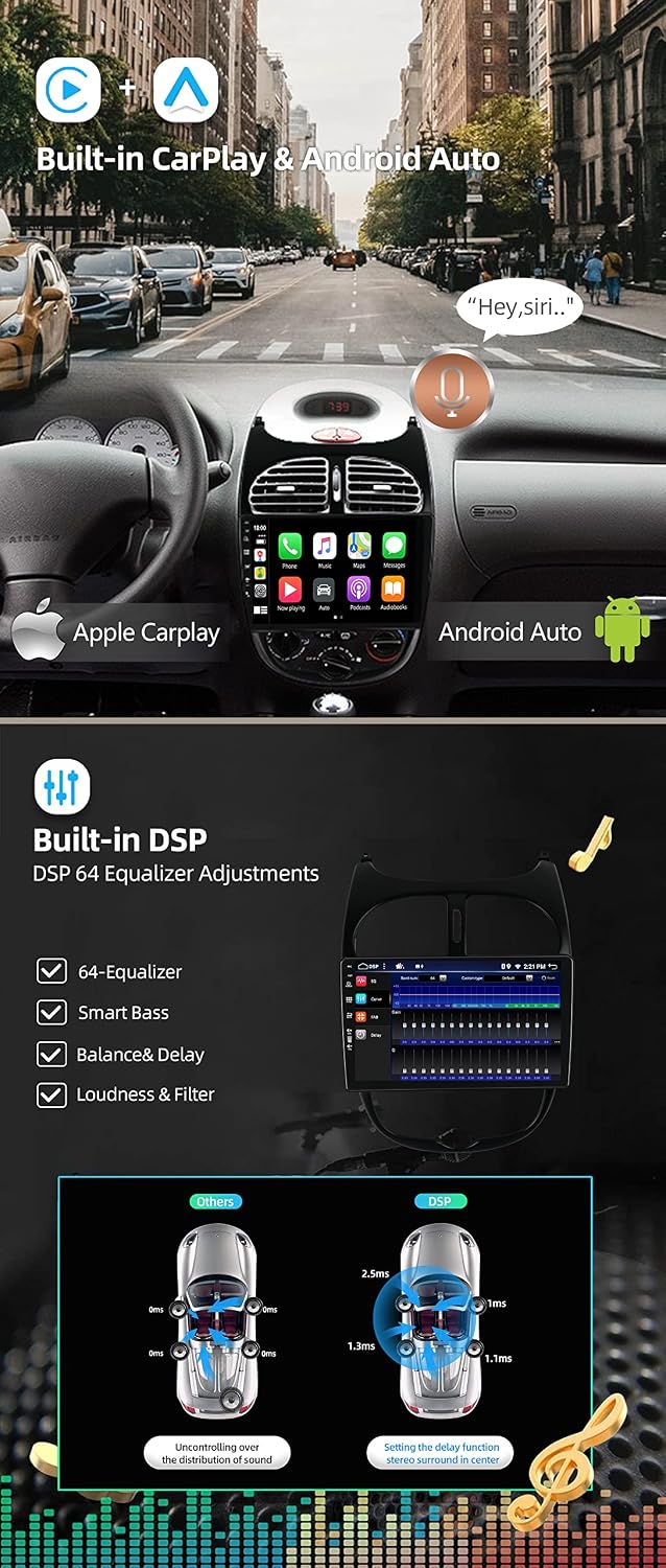 JOYX - [6G+128G] - Android 15 IPS Autoradio Passt für Peugeot 206 (2002-2010) - Kabellos CarPlay/And