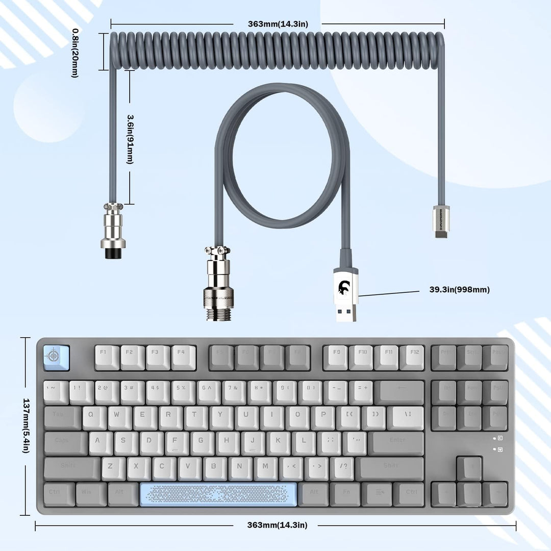 MAMBASNAKE AK873 Mechanische Tastatur zum Selbermachen, Spiralkabel, 22 Tasten RGB Hintergrundbeleuc
