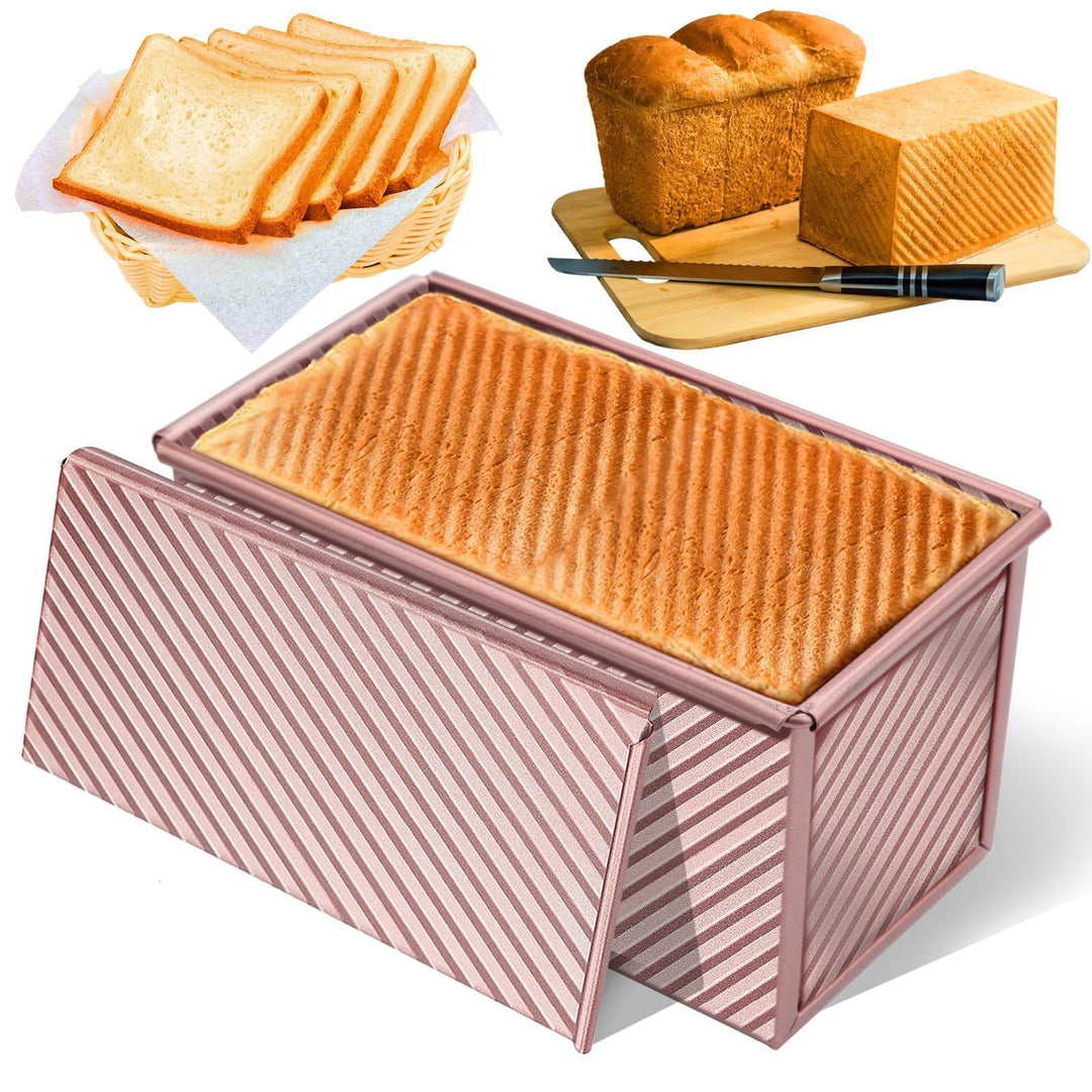 Toastbrot Backform Brotbackform mit Deckel Kastenform Brot Backen Roségold Toastbrotform Aluminium S
