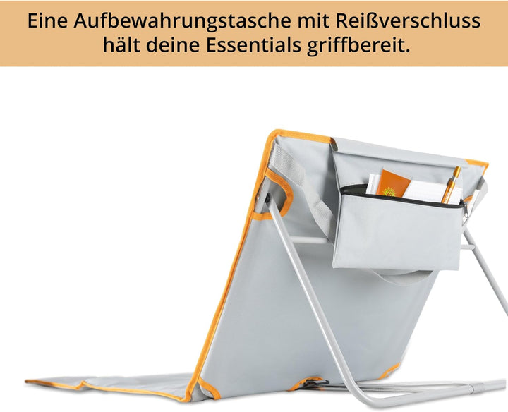 Stagecaptain Beachmatte “Layla” - Gepolsterte Strandmatte mit Kopfkissen - Stufenlos verstellbare Rü