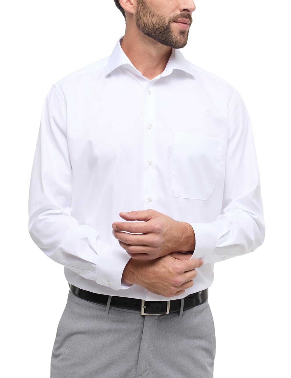 eterna Langarm Hemd Comfort FIT Twill unifarben, Weiss, Gr. W46 Langarm