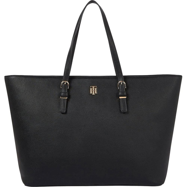 Tommy Hilfiger Damen Handtasche TH Timeless Med Tote aus Kunstleder, Schwarz (Black), Onesize Einhei