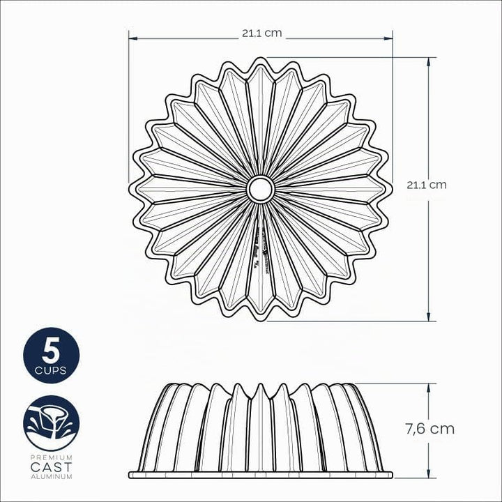 Nordic Ware Backform Brilliance Bundtpfanne für 6 Tassen, Aluminium, goldfarben, 21 cm x 20,6 cm, NW