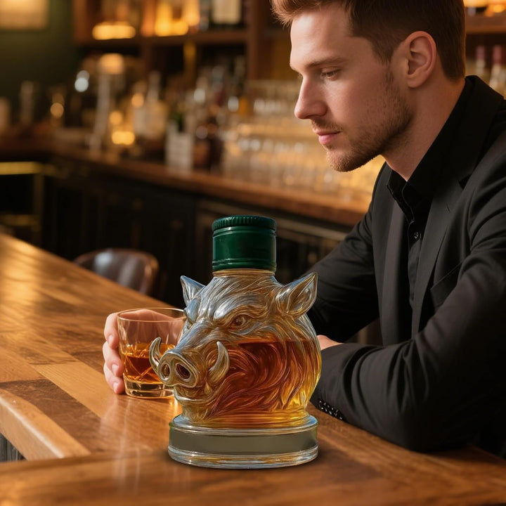 Wildschwein-Dekanter – -Whiskey-Flaschen-Design, elegante Heimbar-Dekoration, Sammlerstück | Stateme