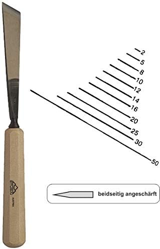 STUBAI Stemmeisen Stechbeitel Serie 52 - Form 2 | Gerades Balleisen, schräg - 18 mm, mit Holzgriff,