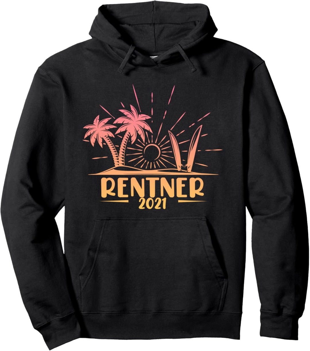 Rentner 2021 Rente Strand Palmen Sonne Urlaub Erholung Reise Pullover Hoodie