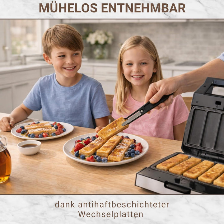 Syntrox Germany French Toast Maker MM-1400W mit herausnehmbaren Backplatten