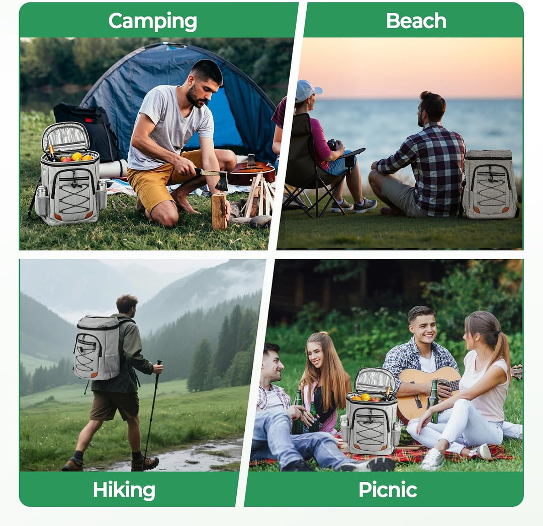 Kühlrucksack 30L Isolierte Kühltasche Picknicktasche Auslaufsicherer Gross Kapazität Leichte Rucksac