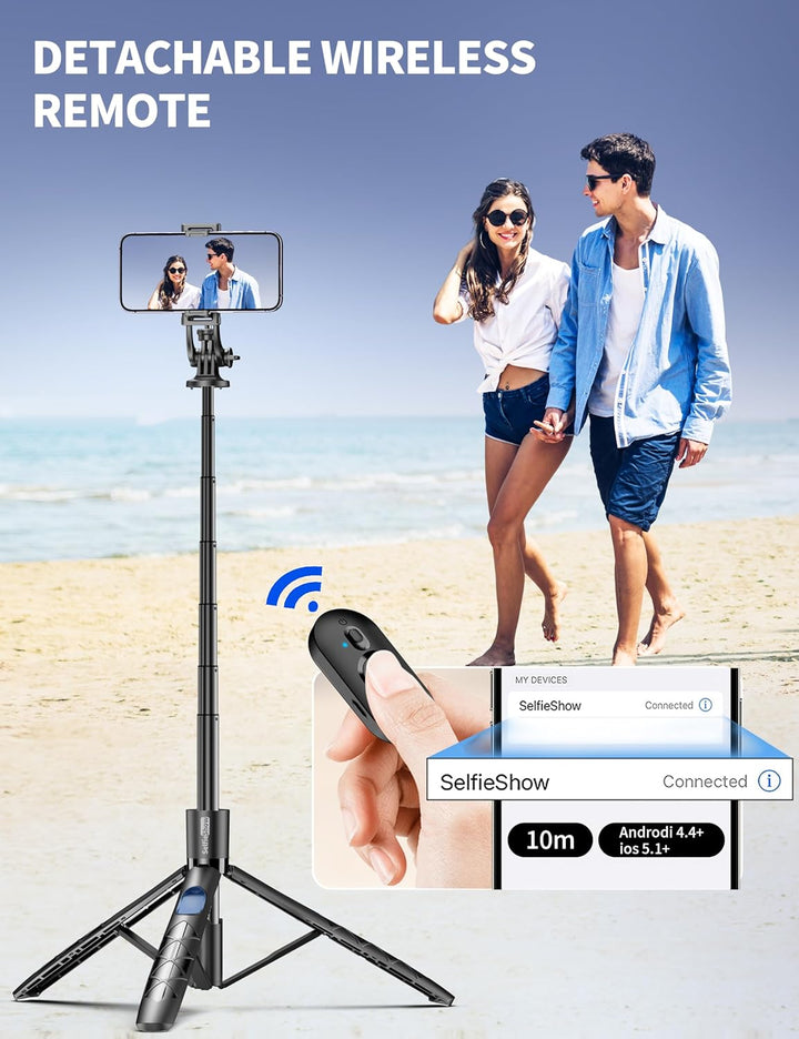 179cm Handy Stativ für Smartphone, Stabil und Tragbar Aluminium Selfie Stick Stativ, Handystativhalt