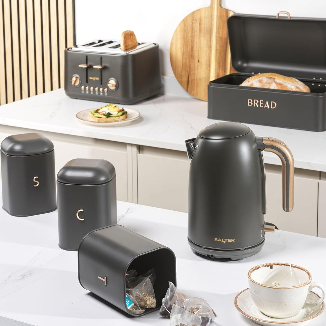 SALTER Pebble 4-Scheiben-Toaster – breiten Schlitzen, 6 Bräunungsstufen, selbstzentrierende Schlitz,