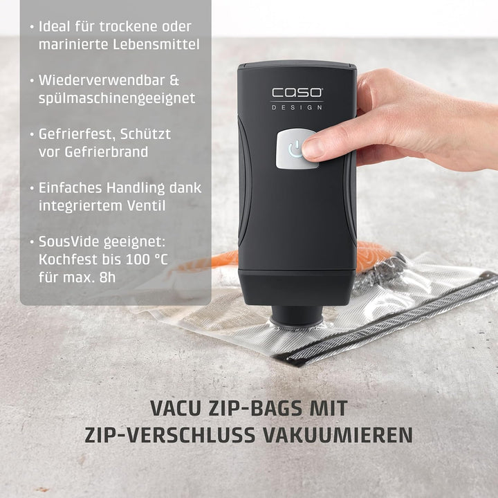 CASO Vacu OneTouch Pro Set - kabelloser Handvakuumierer mit umfangreichem Zubehör, Vakuumiergerät mi