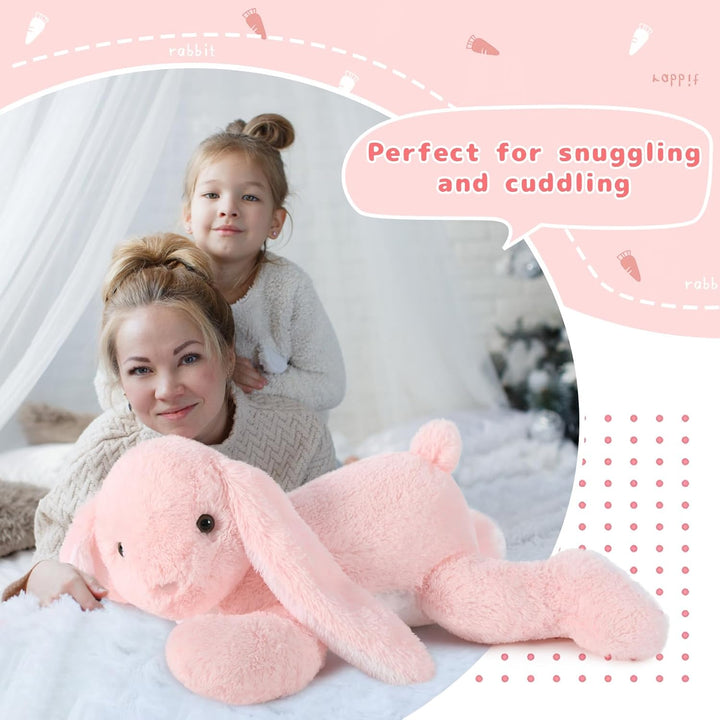 MorisMos gross Osterhase Kuscheltier XXL mit Baby im Bauch, 60cm lang Pink Hase plüschtier stofftier