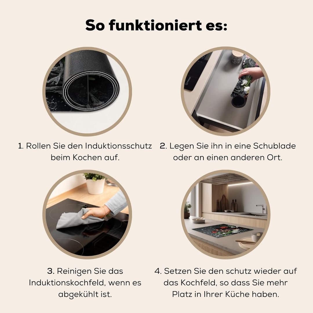 KitchenYeah© Herdabdeckplatte 59x51 cm Einteilig Küche Herdabdeckung Induktionsfeld Ceranfeld Herdab
