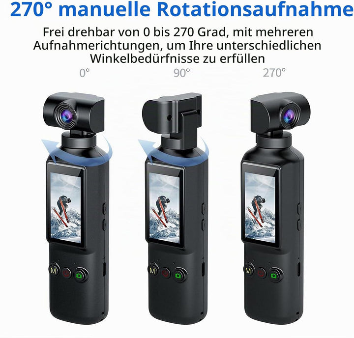 OBEST Action Cam 4K mit 64GB Mini Action Kamera Handheld WiFi Bodycam Körperkamera mit 270° Gedrehte