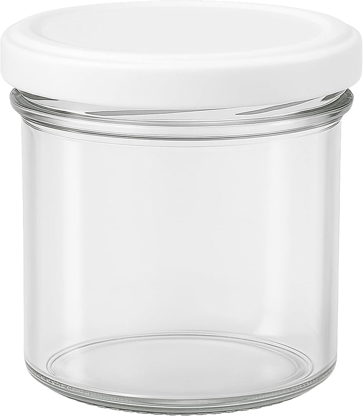 Vitrea 50x Marmeladengläser 125 ml - mit Deckel Weiss TO 66 - Einmachgläser zum befüllen mit Schraub