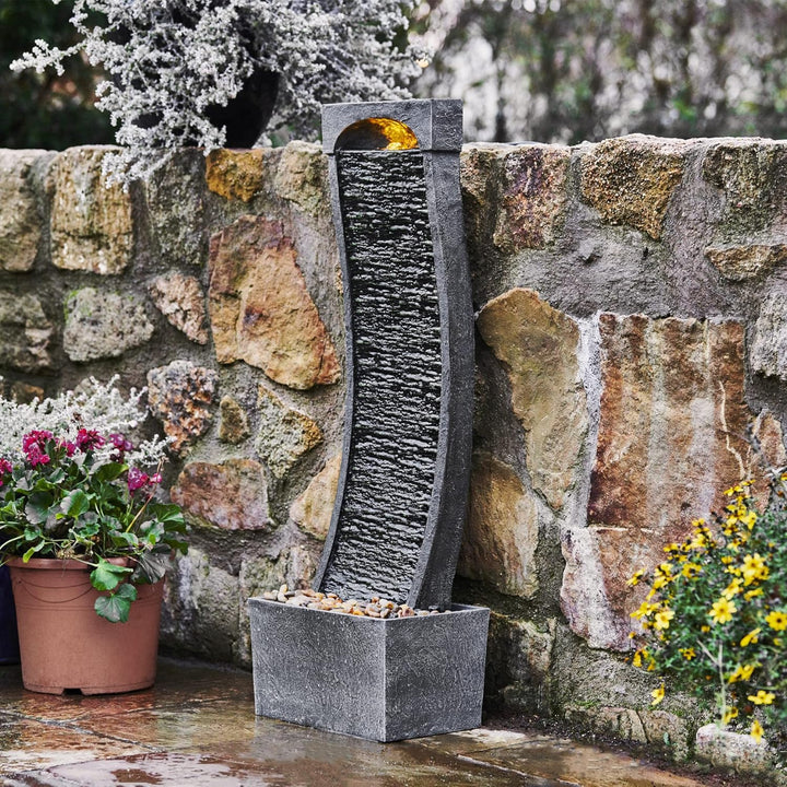 Peaktop - Garten Terrasse Stein 38-Zoll-Brunnen mit gebogen Wasserfall